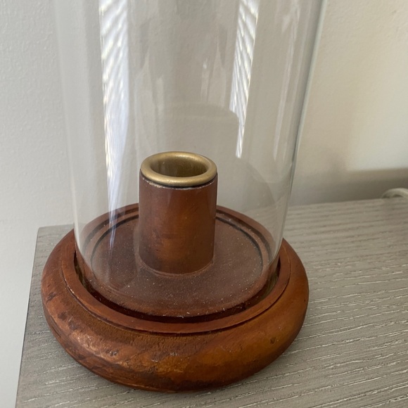 Elegant Glass Hurricane Candle Holder with Wooden Base 13. “ - Picture 7 of 7